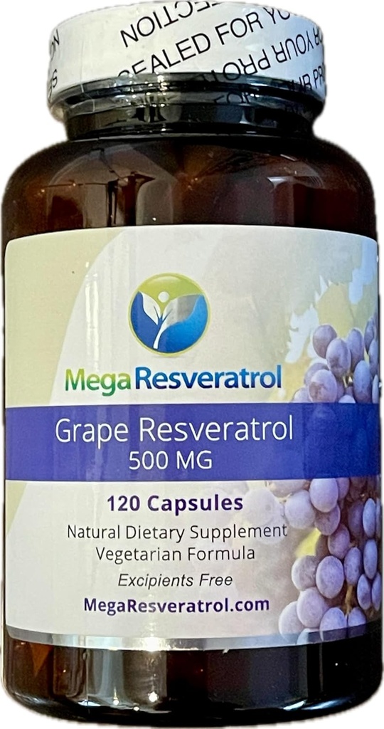 Mega Resveratrol Red Grape Skin, Piceid Resveratrol, Water-Soluble/High Absorption/Boosts Nitric Oxide. 500 מ"ג לכל קפסולה. תשלום מוסמך. לא חומרים "לא פעילים" רעילים. Keto, טבעוני, non-GMO.