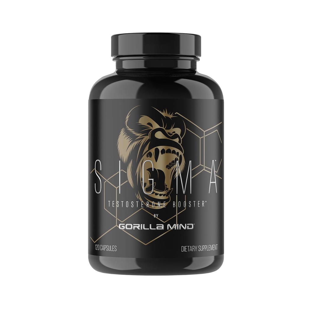 Gorilla Mind Sigma טסטוסטרון Booster - Made with Tongkat Ali ו Fadogia Agrestis לחלץ כדי לתמוך רמת טסטוסטרון גבוהה יותר (120 קפסולות)