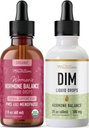 נוזל DIM תוספת וההורמונלי איזון Tincture | הורמון Balancing Bundle עם 100 מ"ג DIM (25 משרתים) ו- PMS Menopause & Menstrual Support with Black Cohosh (60 משרתים)