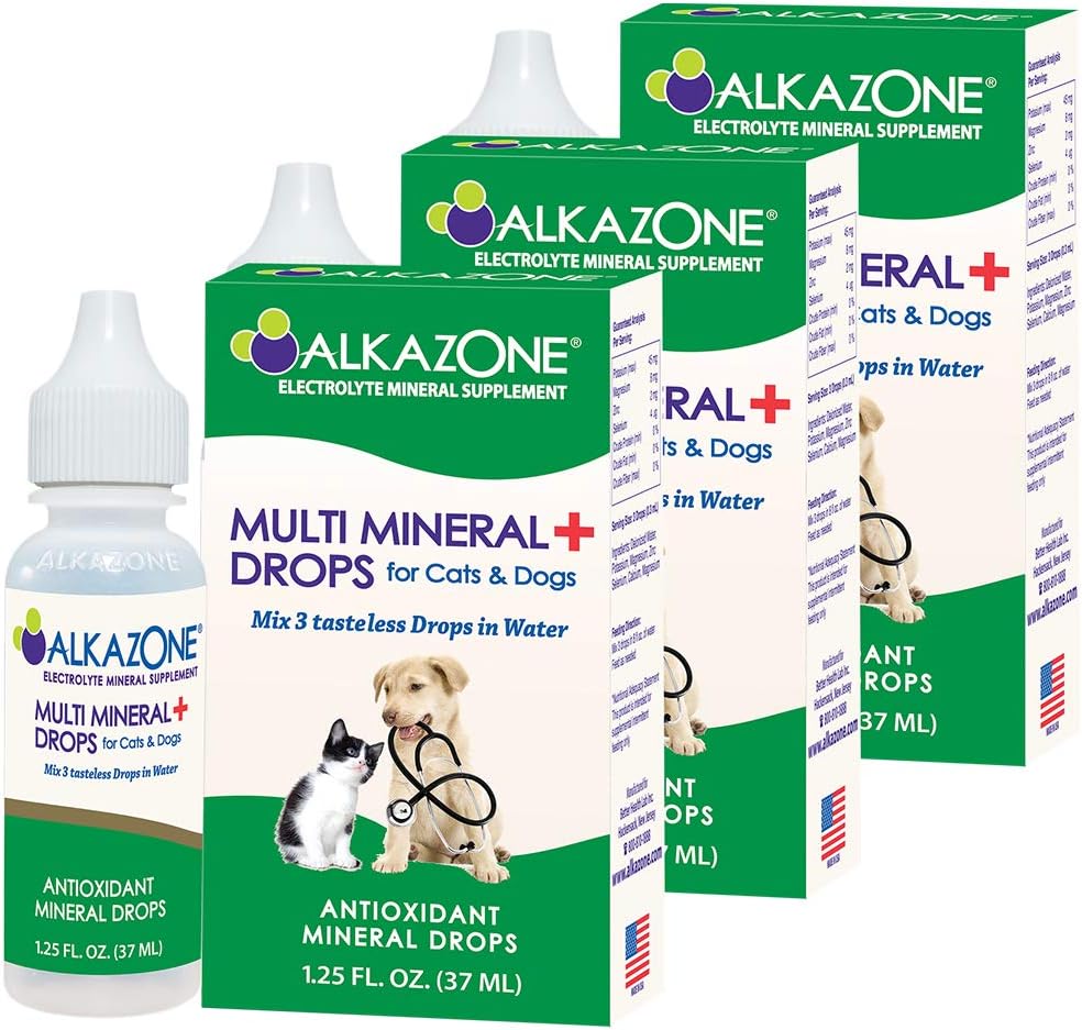 Alkazone Alkaline Multi מינרלים טיפות עבור חתולים וכלבים | מינרל ריץ 'אלקל טיפות | Tasteless & Flavorless