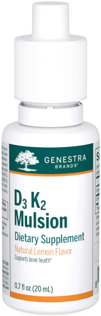Genestra Brands D3 K2 Musion - ויטמינים נוזליים לבריאות העצם - לימון טבעי - 122 משרתים
