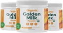 אבקת חלב אורגנית עם ויטמין D3 & K2, Turmeric, ג'ינג'ר, Curcumin, Cinnamon, KSM66 Ashwagandha, Holyזיל & Natural Prebiotics - תה טורמרי לא מתוקן טיאט - 3 Pack