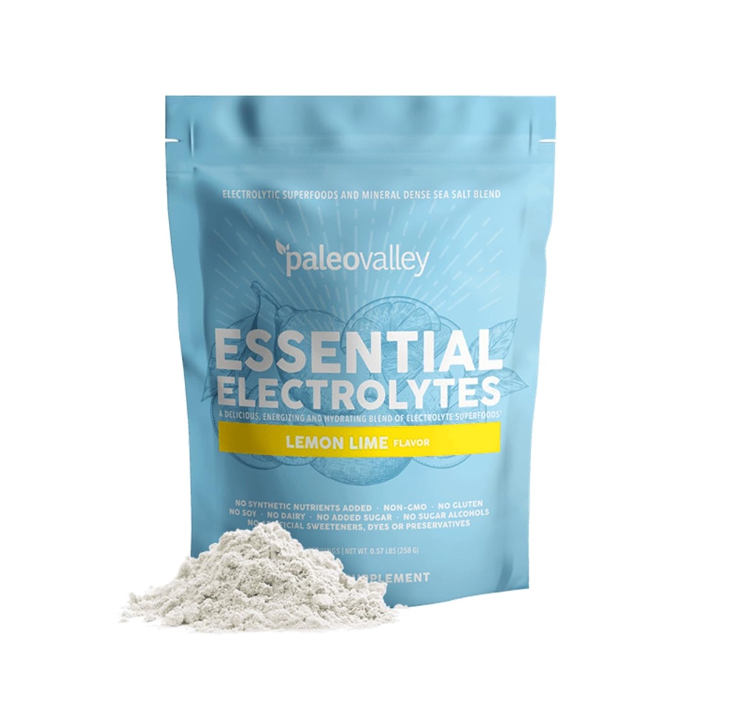 אבקת אלקטרוליטים של Paleovalley Essential Electrolytes - אבקת לימון Lme אלקטרוליטה עבור הידרה, אנרגיה ושרירים התאוששות - No Sugar הוסיף - 28 משרתים