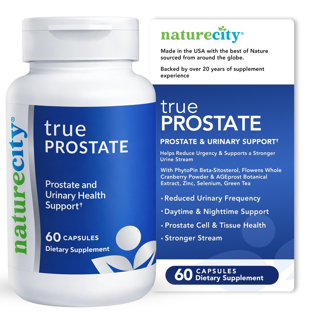 NatureCity True-Prostate Urinary Tract & Prostate תמיכה תוסף עבור בריאות קריין לחלץ Super Beta Prostate Sitosterol מורכב 60 קפסולות - Prostate Health for Men