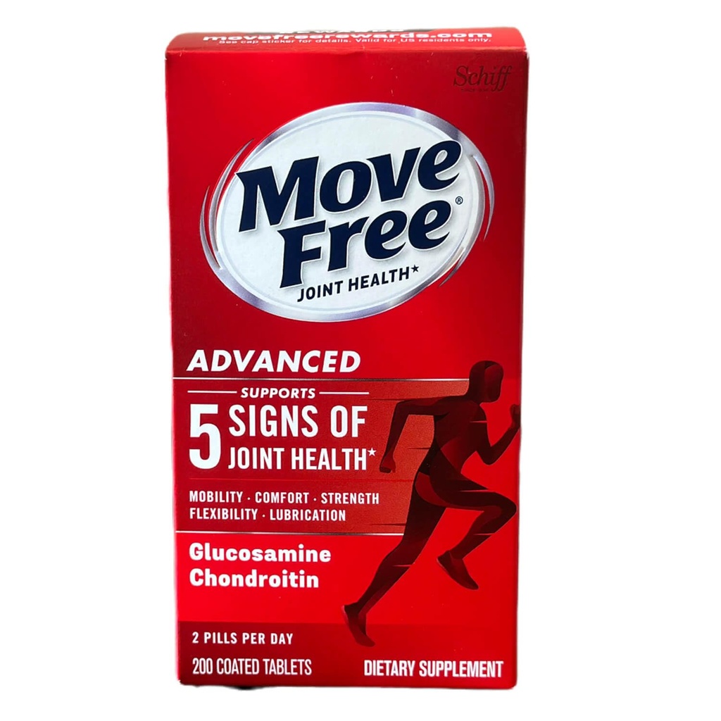 הזיזו את Glucosamine מתקדם Chondroitin + Calcium Fructoborate תוספת תמיכה משותפת, תמיכה ניידות נוחות גמישות ו Lubricationcation - 200 טבליות (100 משרתים)