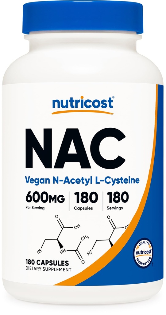 חומרים מזינים N-Acetyl L-Cysteine (NAC) 600 מ"ג, 180 קפסולות - non-GMO, Gluten Free