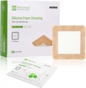 NeuHeils Silicone Adhesive Foam Dressing with Gentle Border 4'x4' for Bed Sore Leg Ulcer 10 Pack, High Absorbency Waterified Silicone Wound Bandage