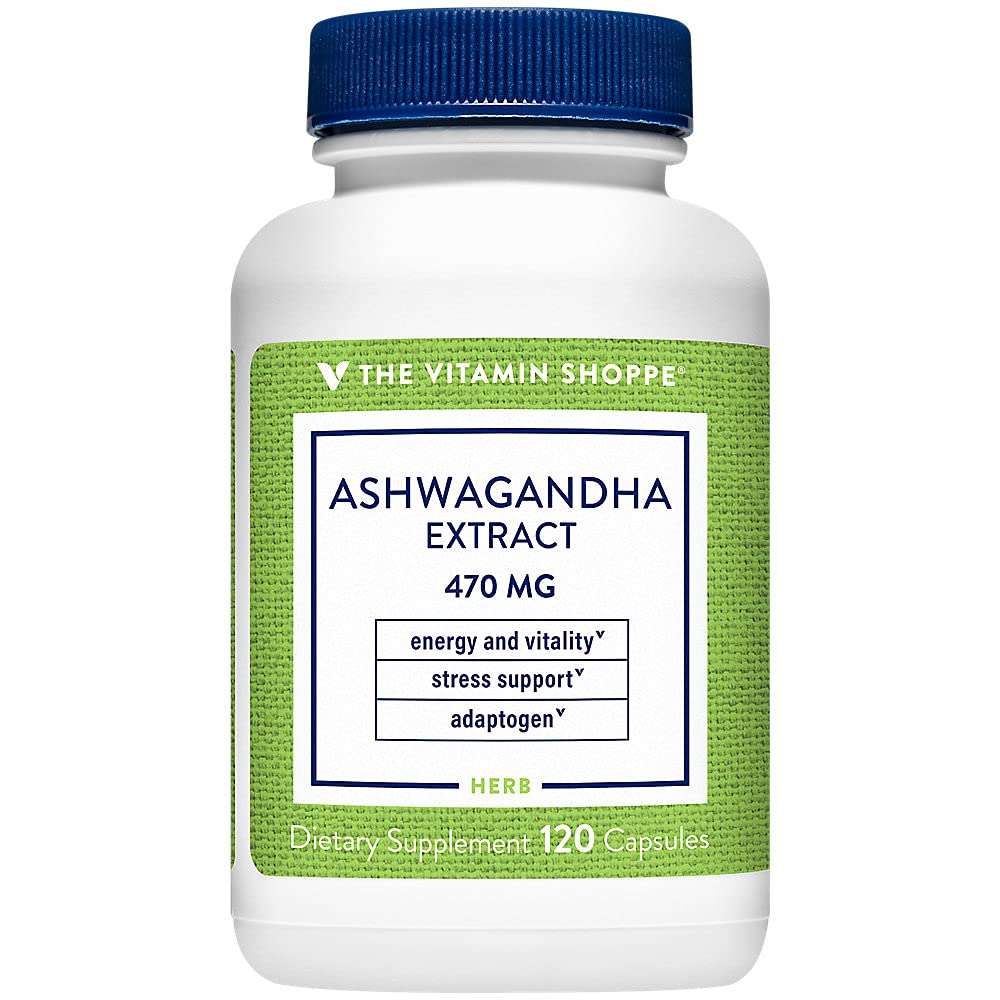 ויטמין Shoppe Ashwagandha לחלץ 470MG - תוסף צמחי המספק אנרגיה ו Vitality, מסייע בניהול מתח (120 קפסולות)