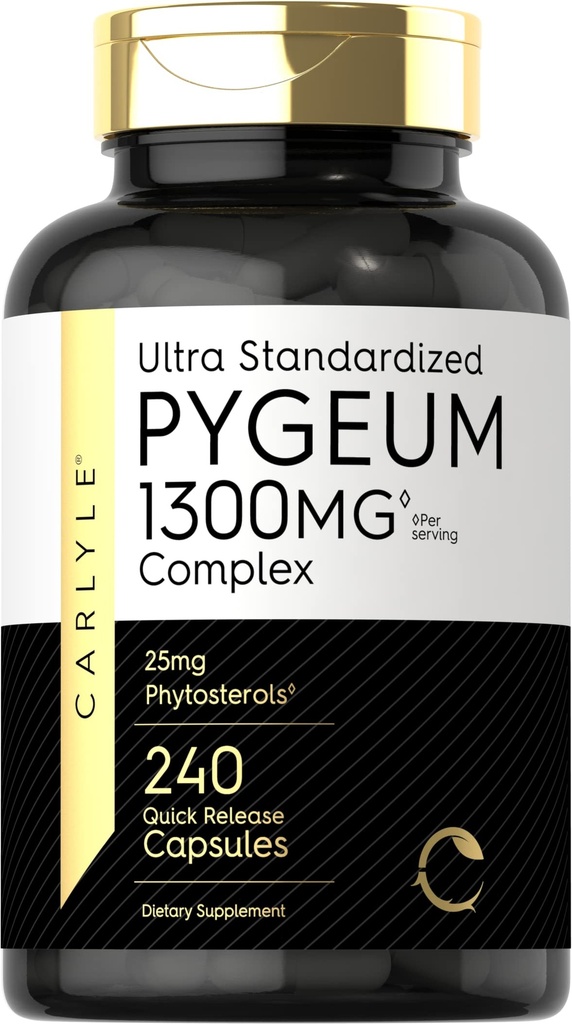 Carlyle Pygeum תוסף 1300mg | 240 קפסולות | Non-GMO, Gluten Free | Africanum Bark Extract
