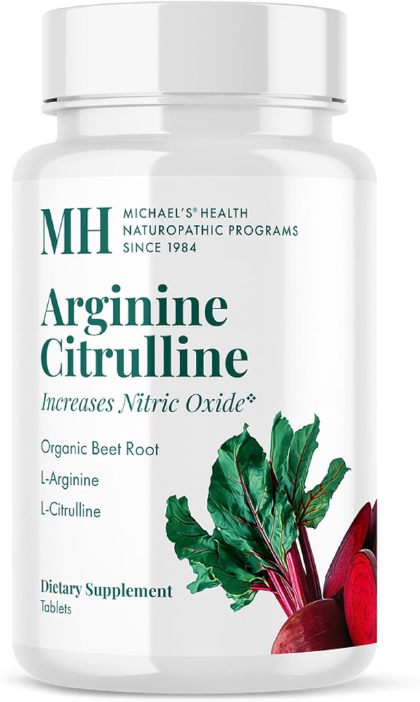 MICHAEL'S Health Naturopathic תוכניות Arginine Citrulline - 90 טבליות - מגבירה את Nitric Oxide - עם שורשים אורגניים - 30 משרתות