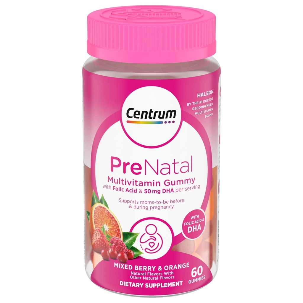 חניכיים טרום לידתי עם DHA ו Folic Acid, ברי מעורב ותפוז פלאברס - 60 הרוזן, 30 יום אספקה