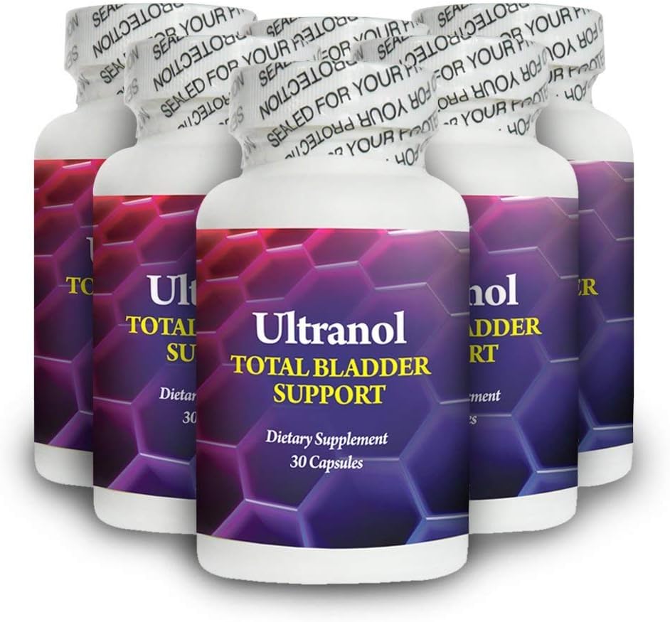 Ultranol Total Bladder Support - תוסף טבעי ל-Urinary Health, Overactive Bladder Control, Incontinence - מצמצם את ה-Laks ו-Urgency - 6 בקבוקים - 180 קפסולות