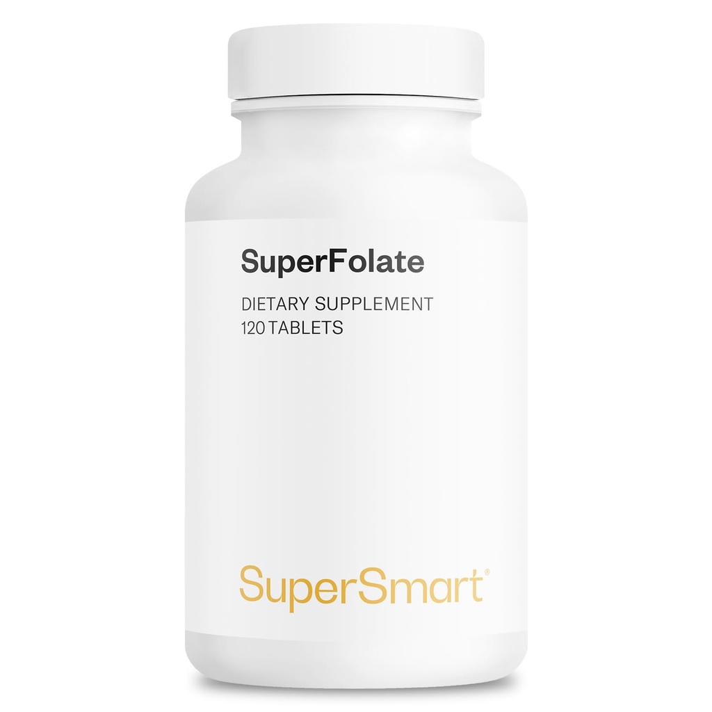 SuperFolate 400mcg / 4g ליום (Patented & Bioavailable) - תוסף Quatrefolic 5-MTHF - Active Folate ויטמין B9 | Non-GMO & Gluten Free - 120 טבליות