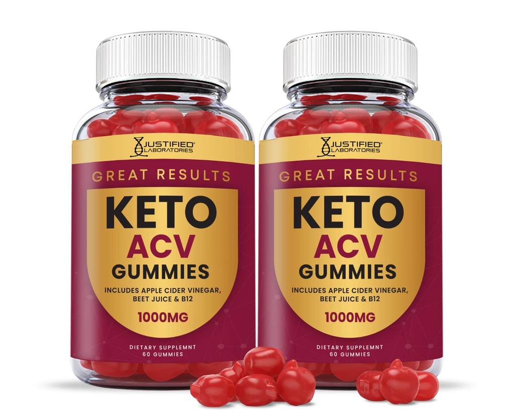 Justified Laboratories (2 Pack Great Results Keto ACV Gummies 1000MG עם Pomegranate Juice Beet Root B12 120 Gummys