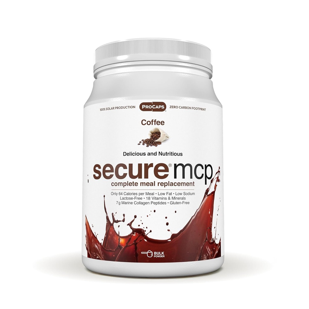 AndREW LESSMAN Secure MCP Complete Meal החלפה - קפה 10 משרתות - רק 64 קלוריות, Low-Fat, 7 Grams Marine Collagen Peptides, מקדם Smooth Soft Skin, Joints נוחות