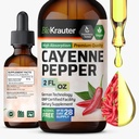 BIO KRAUTER® Cayenne Pepper Drops 684 מ"ג - Pure Cayenne Peppers 2 Fl.Oz 28 Days of Supply - Natural Capsaicin for Digestive Support - אלכוהול & סוכר חינם, non-GMO