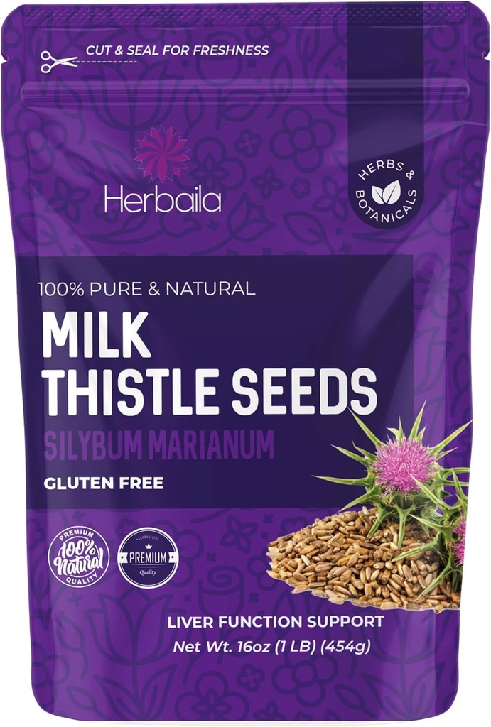 Herbaila חלב זהtle Seeds, 1 lb. Silymarin חלב תה זהtle, Bulk חלב זהtle Herb Whole Seeds, חלב טהור זהle Bulk, Whole חלב זהtle Seeds, All Natural, Gluten Free, non-GMO. 1 פאונד.