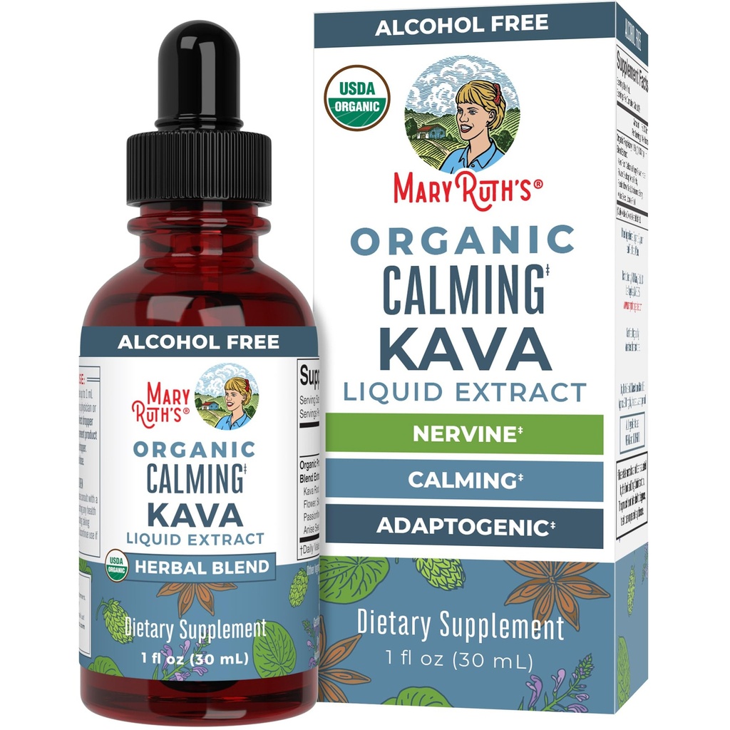 MaryRuth Organics, Herbal Add Drop, Calmness &laxation, Pack of 1, USDA Kava Root, Sugar/Gluten Free, Support Sleep, Calm & Stress Relief, טבעוני, Non-GMO, 30 משרתות