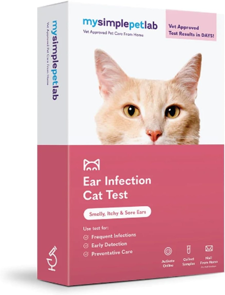 MySimplePetLab קאט זיהום Kit, Vetroved, Detects Yeast & Bacteria, Mail-in Kit, תוצאות מהירות, Easy at-Home Use for Smelly, Itchy אוזנייםs, תומך Cat Ear Health