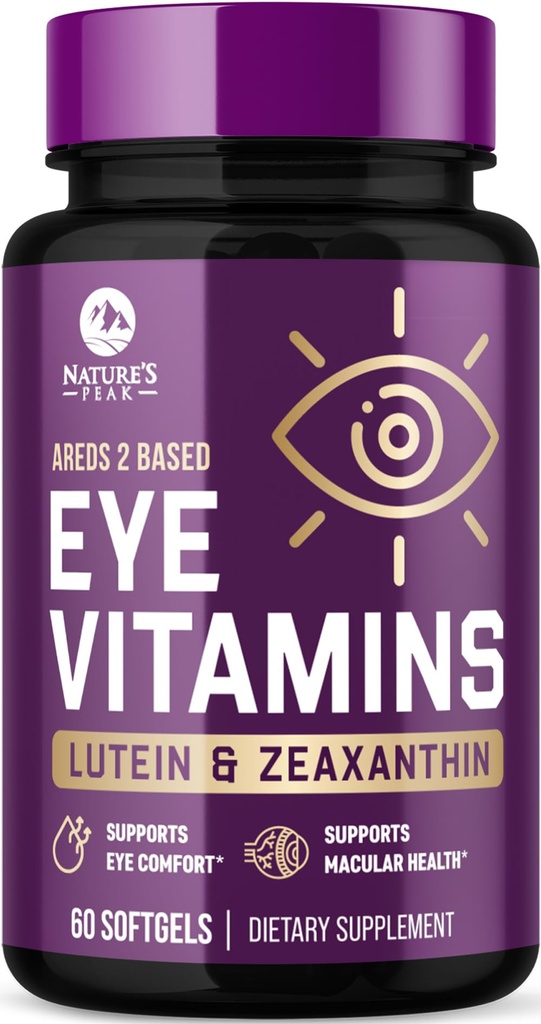 ויטמין עין ומינרל תוסף - מכיל Zinc, Copper, Lutein, & Zeaxanthin, תומך יבש עין סטרין, חזון בריאות למבוגרים, non-GMO, טבעוני עין גלולות & מינרלים תוספי מזון - 60 קפסולות
