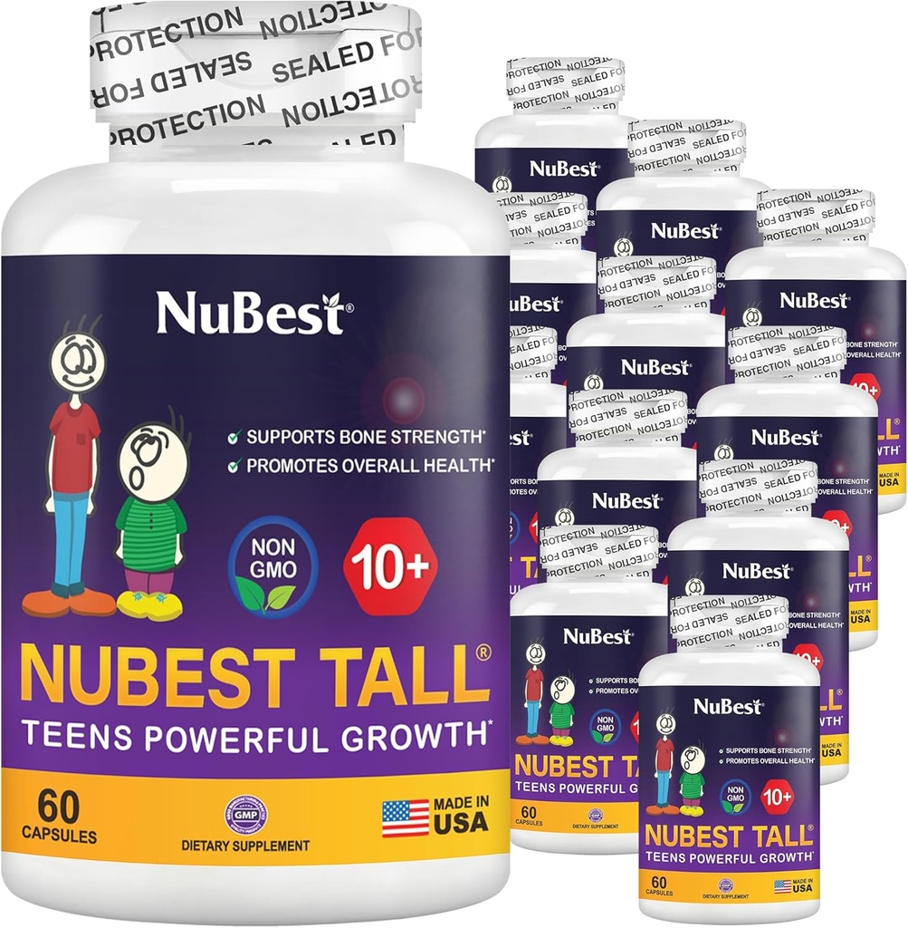 Nu Best Tall 10+ Premium Bone Power Formula, Enhanced Immunity and Total Health for Age 10+ עם Calcium, ויטמין D3, ויטמין K2 ו- Multivitamins