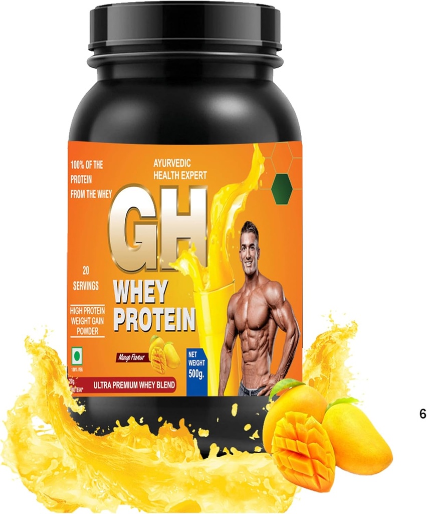 GH WHEY חלבון, Ultra Premium Faster Recovery, Absorption & Lean הורמון גדילה (1.1lbs, מנגו פלמור)