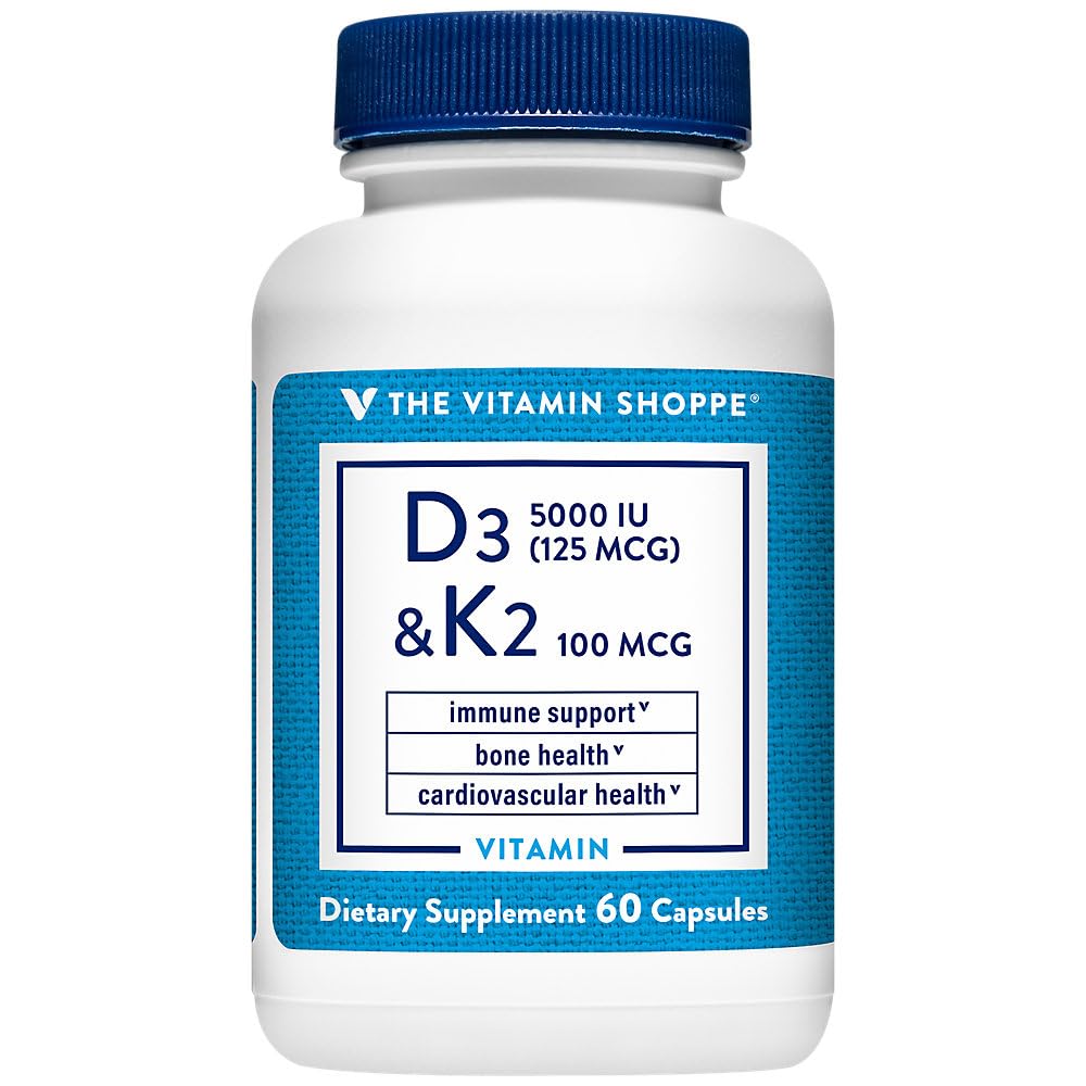 ויטמין D3 & K2 - Immune Support & Bone Health - 5,000 IU (60 קפסולות)