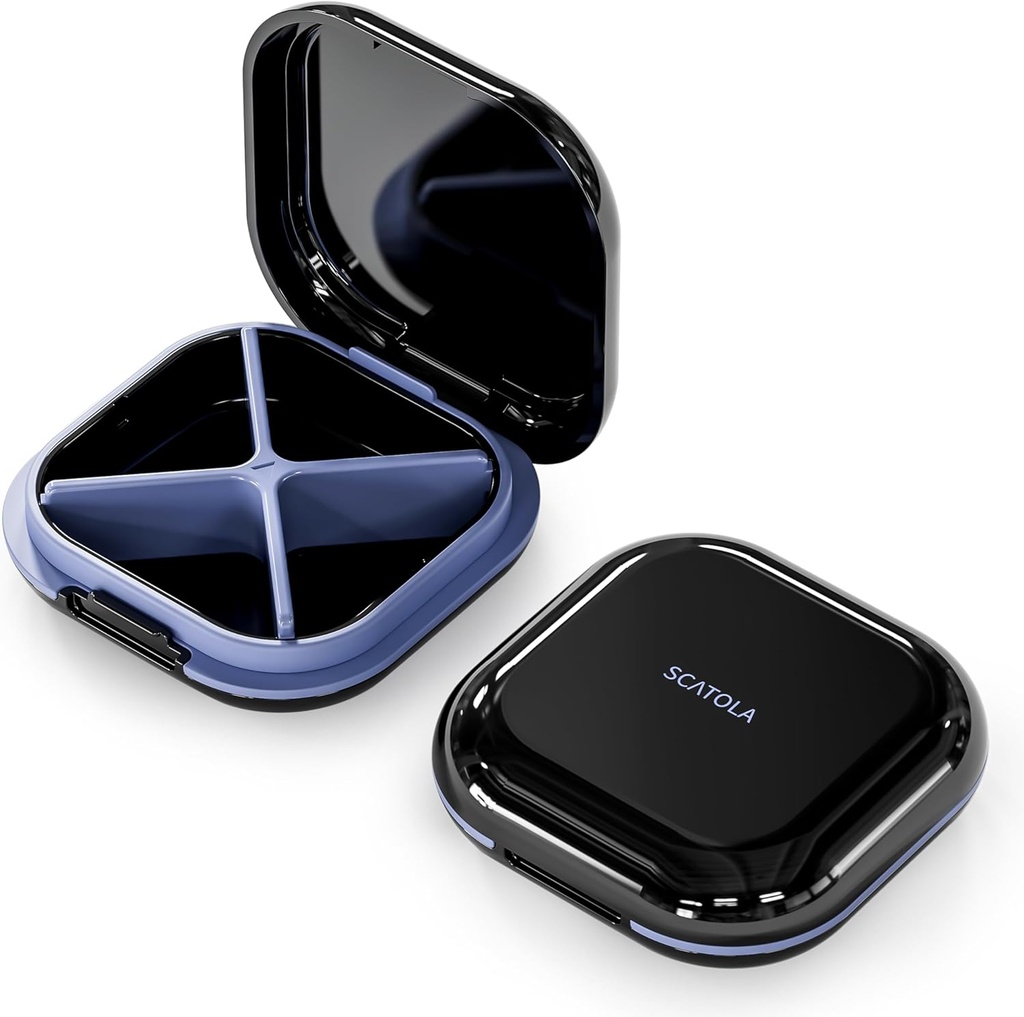 Small Pill Case, Travel Pill Box, Portable Pill Organer, Pill Container for Pocket 4 השוואתיות, Dailyקומפקטי Travel Medicine Holder for ויטמינים (Black)