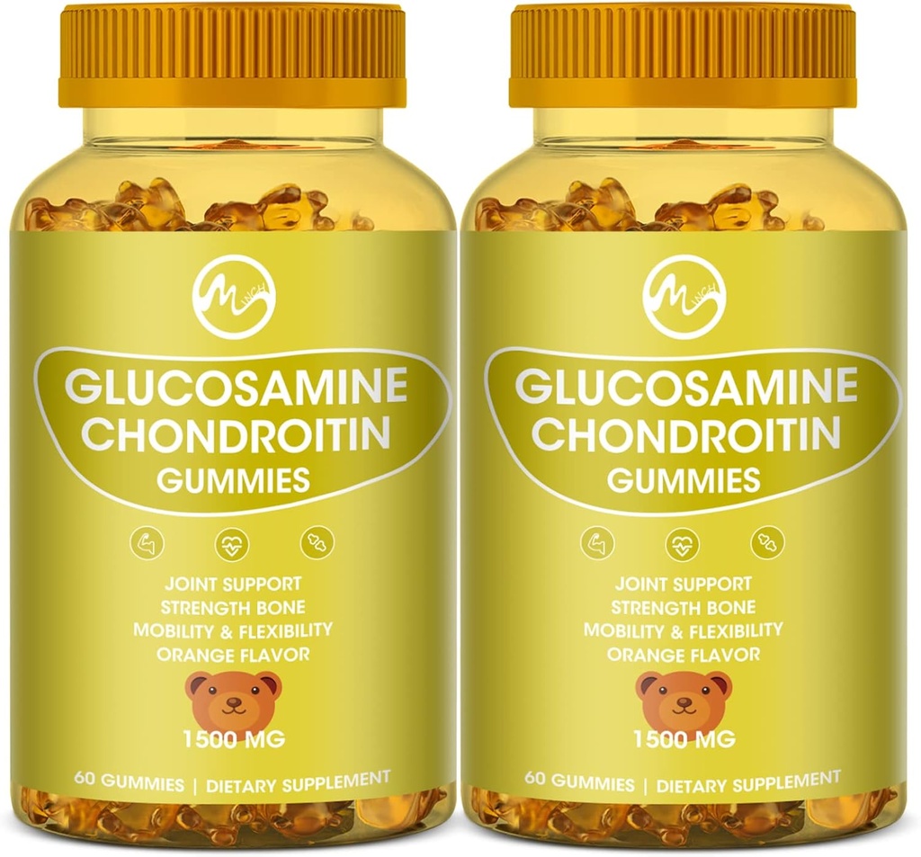Glucosamine Chondroitin חניכיים עם MSM - 1500 מ"ג תוספת כוח לתמיכה משותפת, תמיכה החיסון - למבוגרים, גברים ונשים, 60 ספירה, חבילות של 2