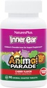 Natures Plus Animal Parade Inner Ear Support Children's Chewable - Natural Cherry Flavor - 90 Animal-Shaped Tablets - Probiotic תוסף - Gluten Free - 45 משרתות
