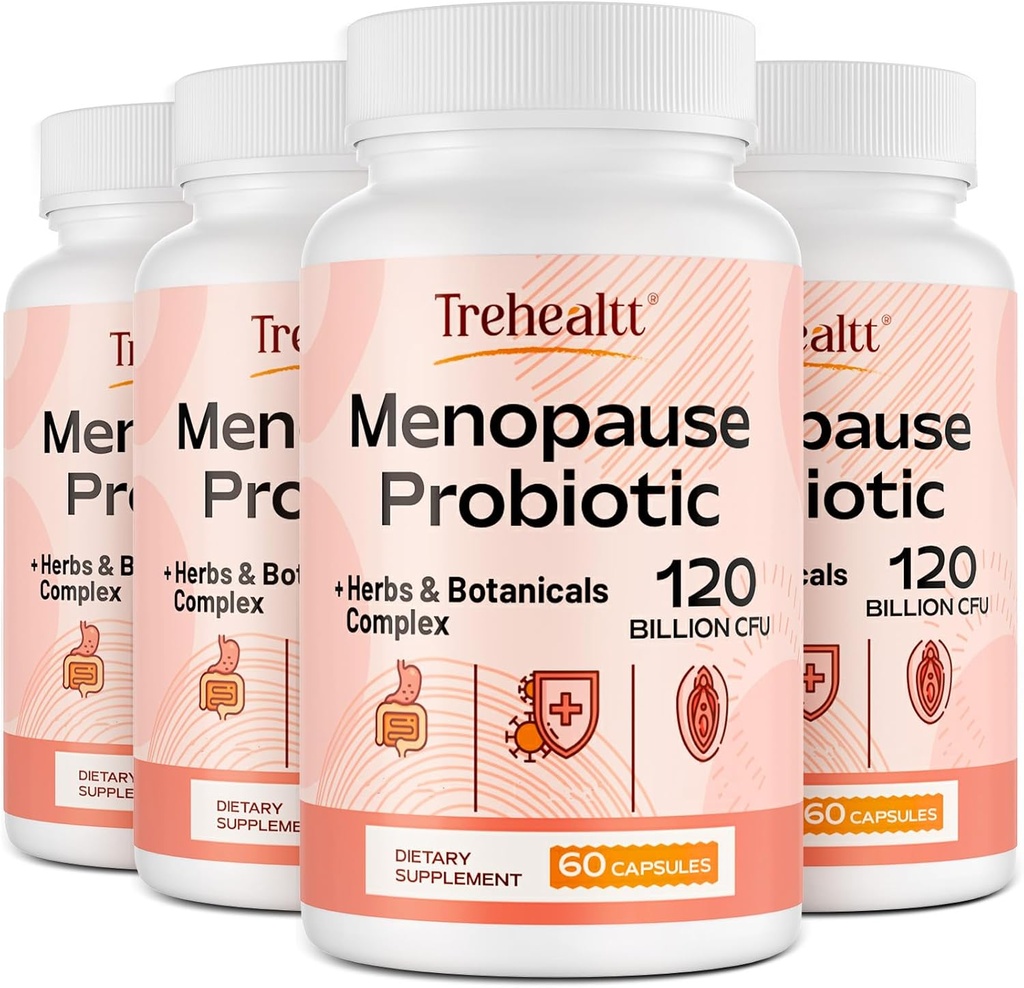 תוספי Menopause לנשים, 120 מיליארד CFU Probiotic, 13-in-1 Herbs & הבוטנים Complex, עבור הורמון Menopause, Hot Flashes, Night Sweats, Mood Swings, Sleep Disturbances, טבעוני, 240 קפסולות.