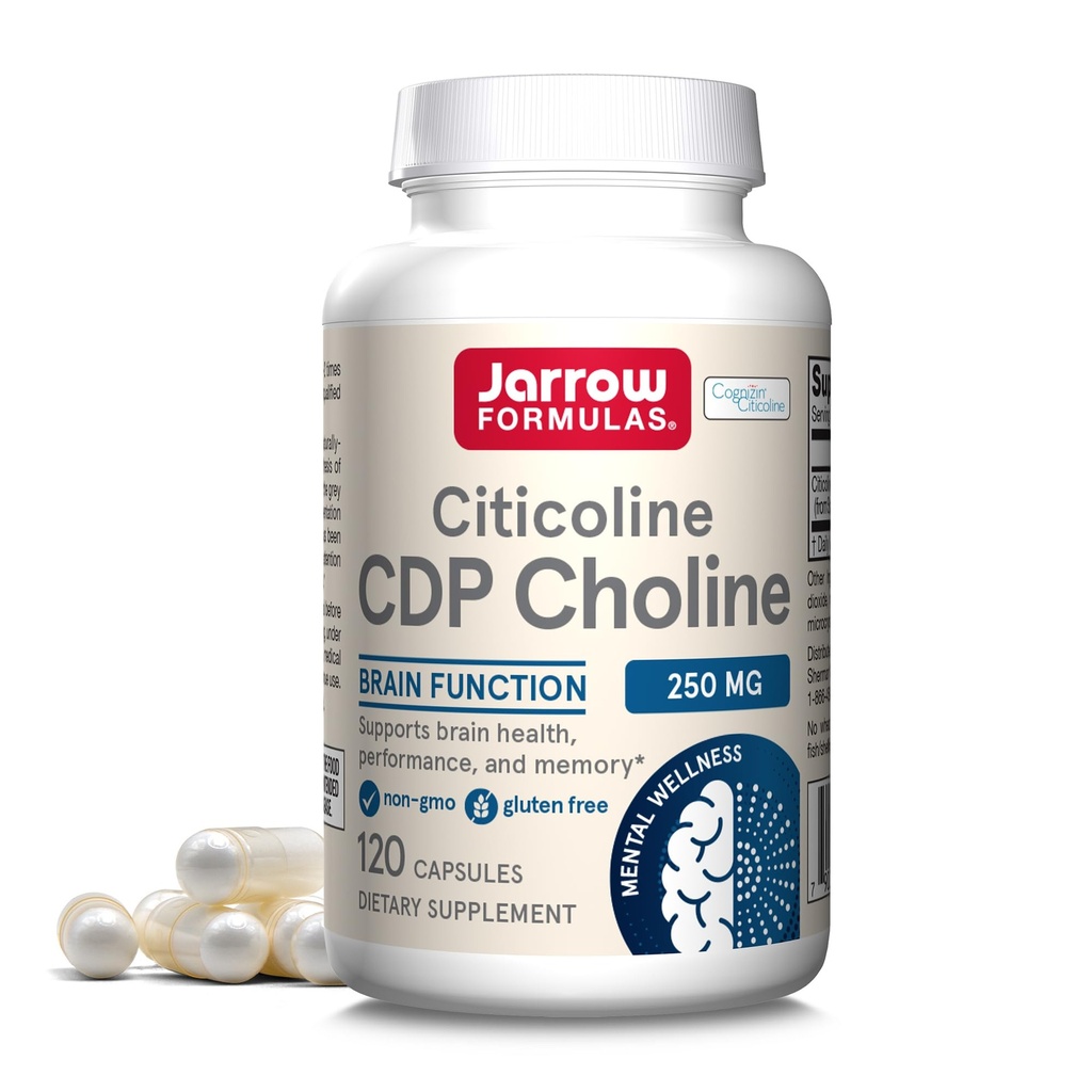 Jarrow Formulas Citicoline CDP Choline 250 MG, CDP Choline תוסף תמיכה בריאות המוח, ביצועים וזיכרון, 120 קפסולות, עד 120 יום אספקה