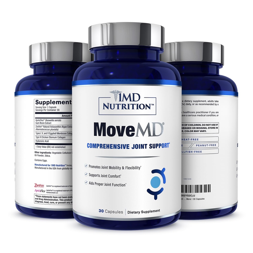 1MD תזונה נעתMD - תוספת בריאות עבור Joint Discomfort & Support - גלולות קולגן שלנו הם פורמולה במיומנות לנשים וגברים w / Hyaluronic Acid & Astaxanthin