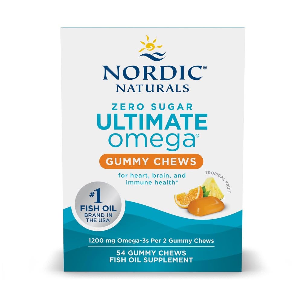 Nordic Naturals Zero Sugar Ultimate אומגה חניכיים - פירות טרופיים - 54 גמי צ'יפס - Non GMO - Optimal Wellness - 27 משרתים