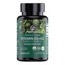 PlantFusion Organic ויטמין D3 + K2 5,000 IU, 50MCG - ויטמין D שמקורו צמחי ליצ'ן ווויטמין K2, עבור Immune Support and Bone Health - 60 קפסולות
