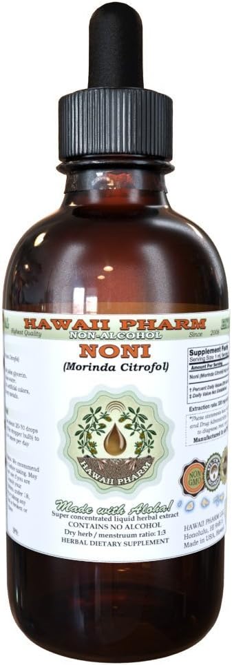 Noni אלכוהול-Free Extraction, אורגני Noni (Morinda citrifolia) Dried פירות Glycerite Natural Herbal תוספת, הוואי Pharm, ארה"ב fl.oz