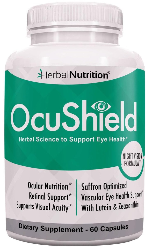 OcuShield Eye Health ויטמין Support for Healthy Eyes, Night Vision with Saffron, Lutein & Zeaxanthin, Eye Foodsents to Protect & Stimulate Ocular Health, One Bottle