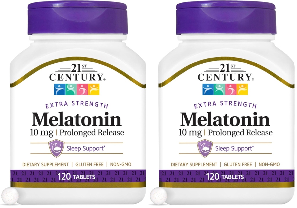 המאה ה-21 Melatonin 10 Mg Prolonged שוחרר, 120 הרוזן (Pack of 2)