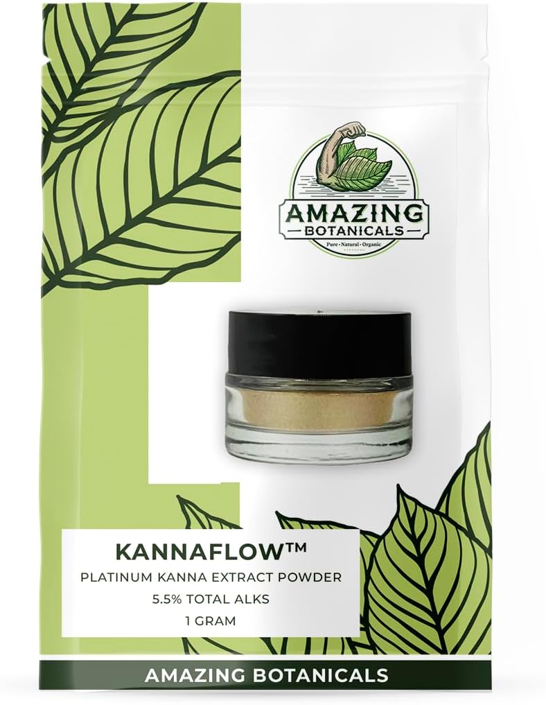Kanna לחלץ אבקה, Premium Lab Refined Sceletium Tortuosum לחלץ; 5.5% Active Alkaloids, 80% Mesembrine - 25mg Alkaloid עשיר תמצית - כולל dosing Spoon - (1דקדוק) 40 מנות המשרתות