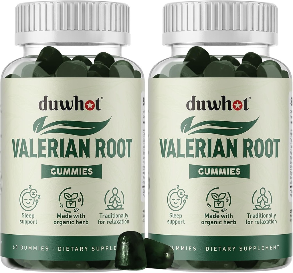 ולריאן Root Gummy, אורגני ולריאן Root for Sleep & Stress Relief, שגדל עם פרח Chamomile למבוגרים, ילדים ידידותיים, Apple Flavor, 120 Counts
