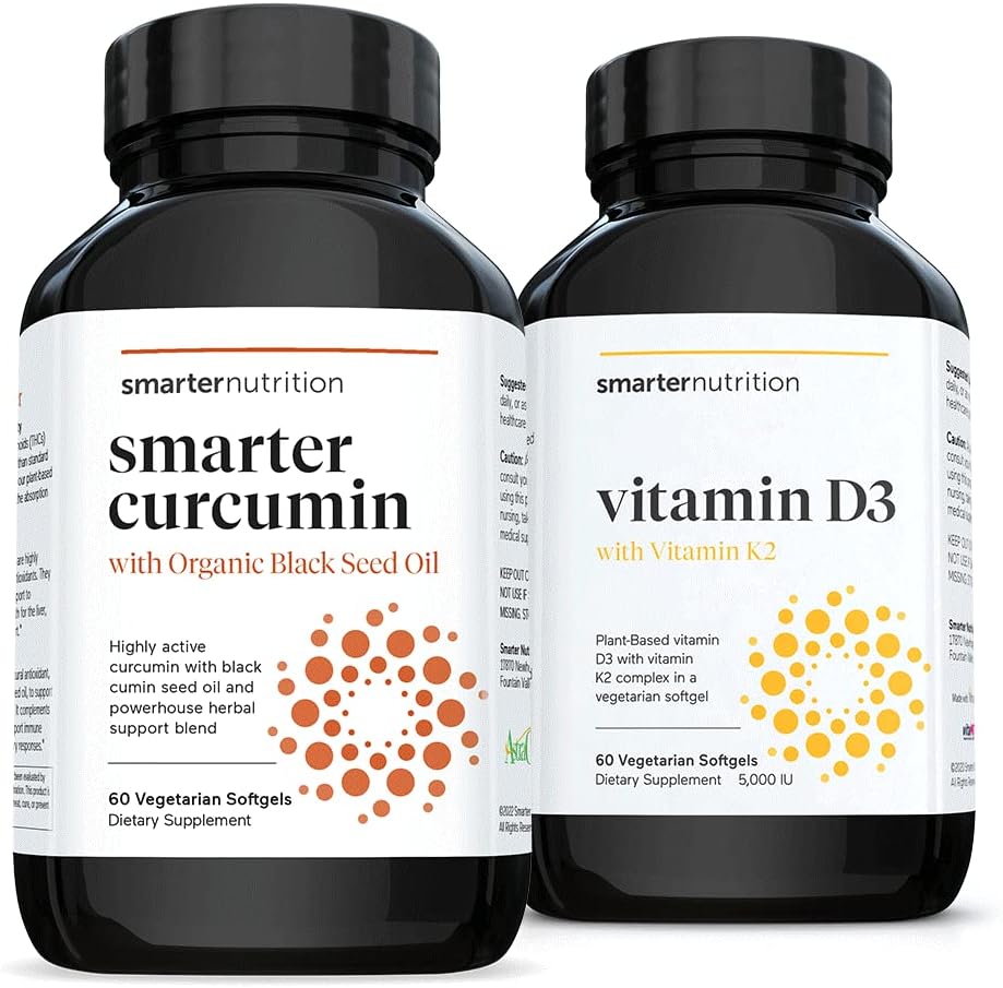 SMARTERNUTRITION Curcumin - בטיחות ו Absorption + ויטמין מבוסס צמחי D3 Immune תמיכה עם K2 Complex