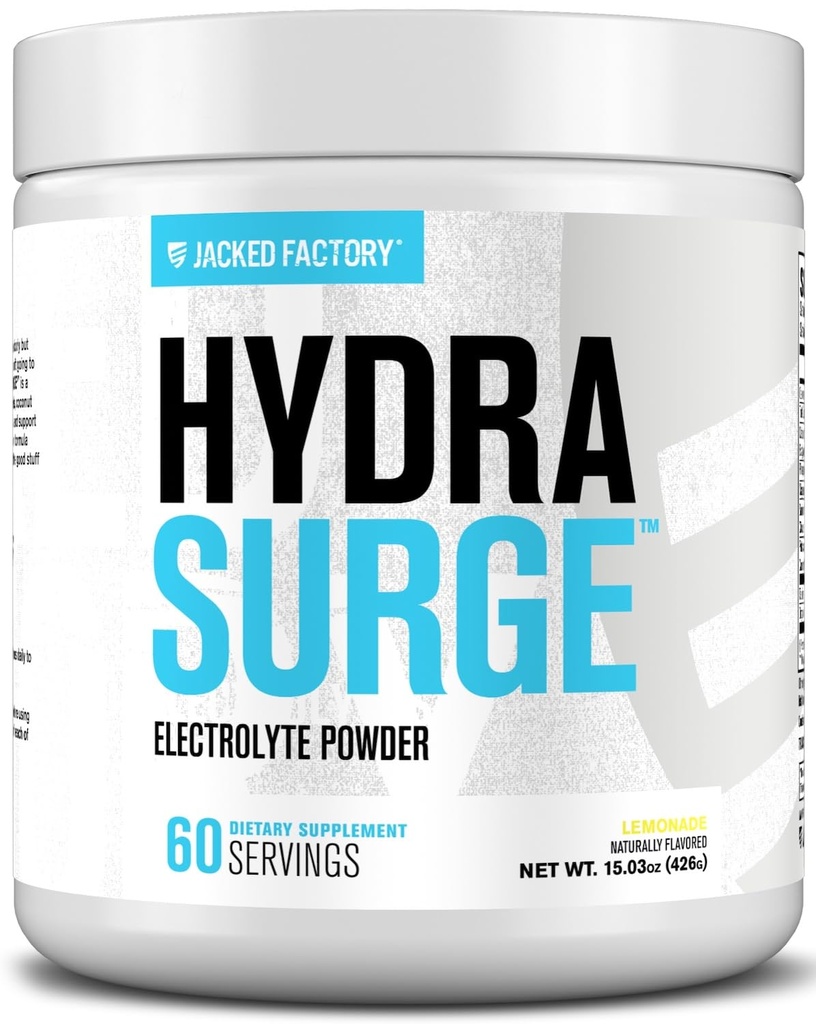 ג'קד מפעל HYDRASURGE אבקת אלקטרוליטית - צמחי מרפא תוספי W/Key מינרלים, מלח הים ההימלאיה, מים קוקוס - Keto Friendly, Sweetened באופן טבעי - 60 משרתים, Lemonadeadeade