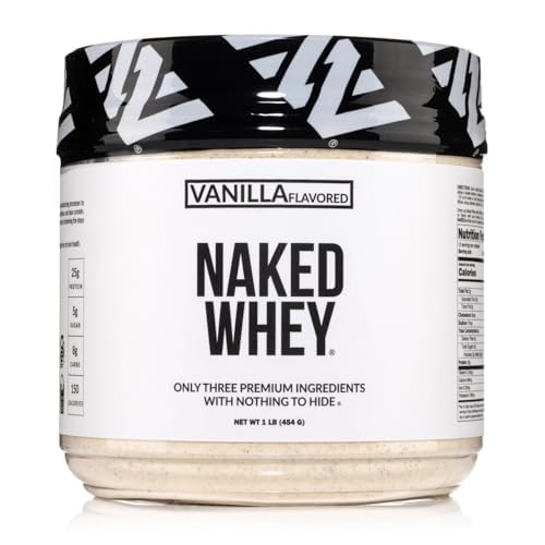 NAKED vanilla Whey חלבון 1Lb, רק 3 רכיבים, כל צמחי טבע פד אבקת חלבון Whey + Vanilla + קוקוס סוכר- GMO-חינם, Soy Free, Gluten Free.