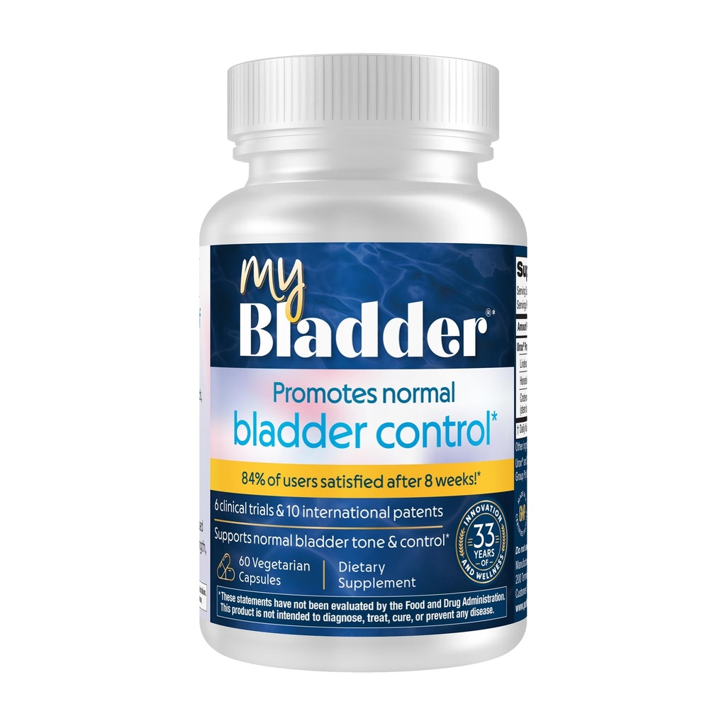 MyBladder Support Formula by Purity Products - Promotes Normal Bladder Control, Strength, Tone & Urinary Tract Health - For Men and Women - Clinically Studied 840mg Patented Blend - 60 Veg Caps (1)