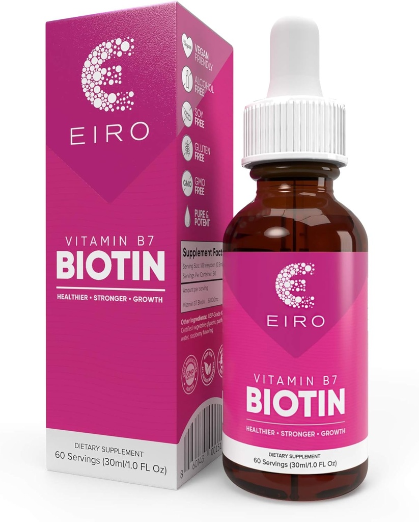 EIRO biotin נוזל טיפות | 6000mcg לכל המשרתים | Healthier, Stronger, Faster - Hair & Nails