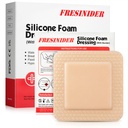 FRESINIDER Silicone Foam Dressing with Adhesive Border - Wound Dressing Bandage - Silicone Foam Pad - Pack of 10 - 4 x 4 Inches Large Water Defages - Self Adhesive Wound Care and Dressings
