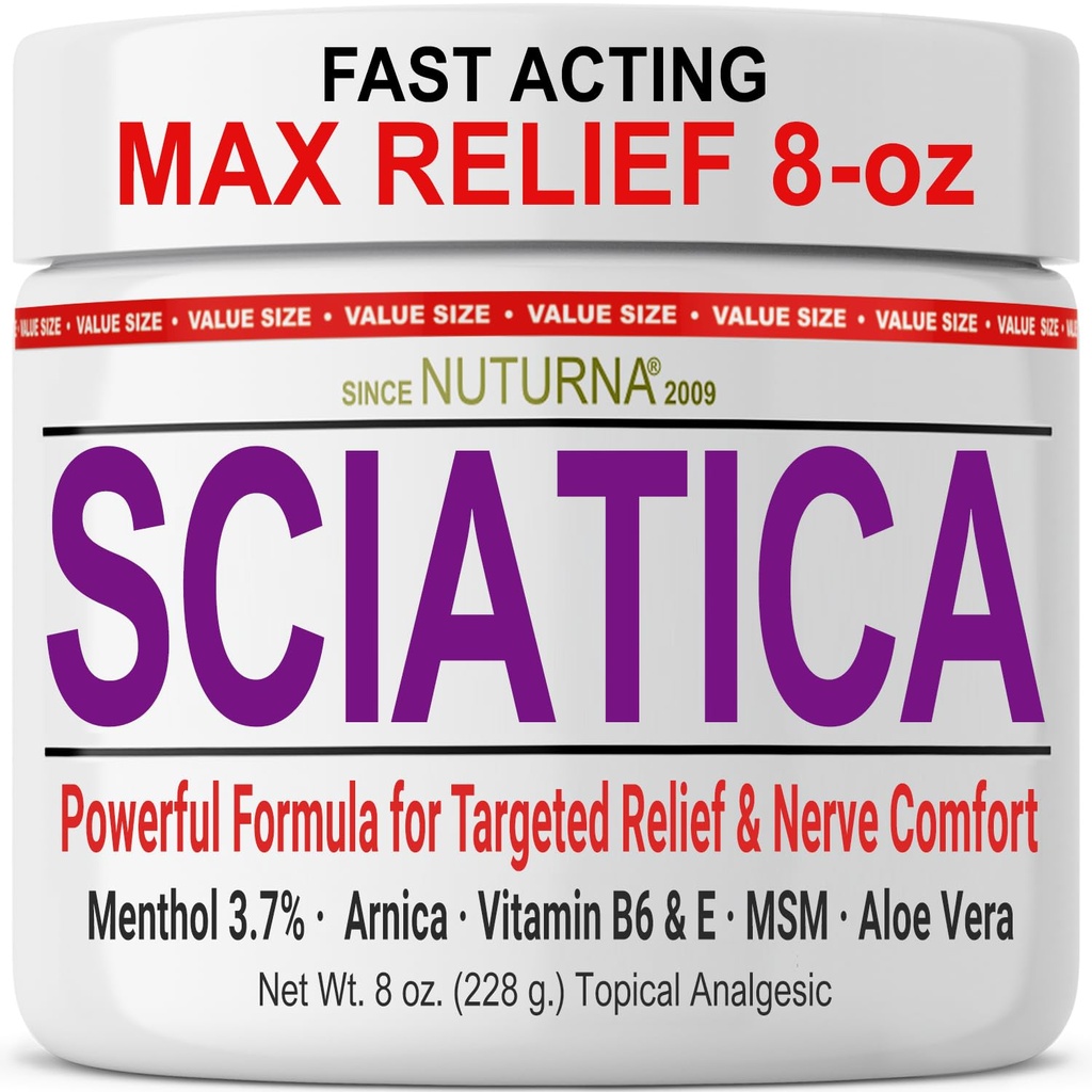 Satica Nerve Cream - קרם כוח מקסימלי לרגליים, ידיים, Legs, Toes, Back - Natural Ultra Strength Arnica, MSM, Menthol, Soothing Comfort, גדול 8 Oz