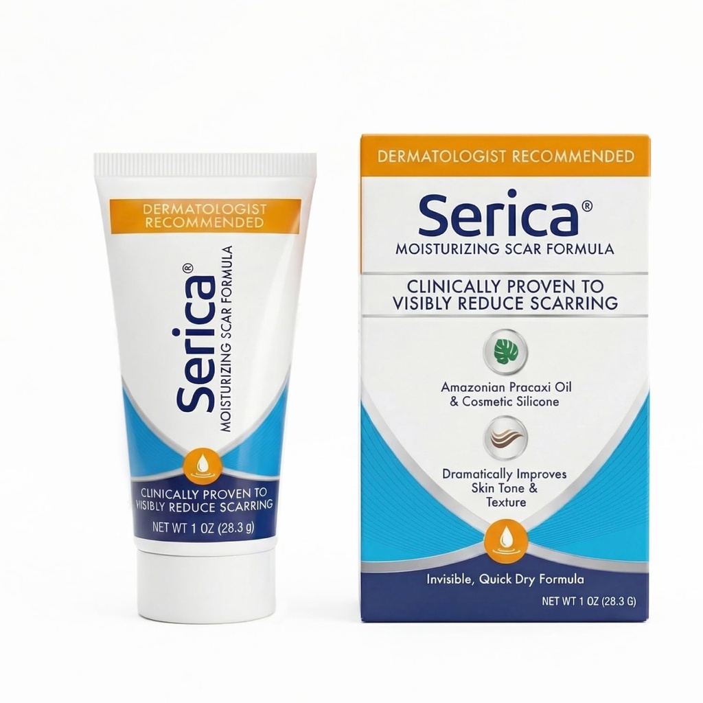 Serica Scar Gel Advanced Silicone Formula, Visibly מפחית את הופעת סקרים מניתוח, Acne, Injuries - תוצאות מוכחות קלינית, 1oz