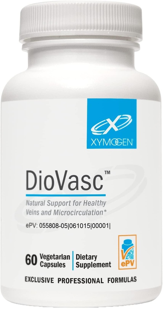 XYMOgen DioVasc - תמיכה וטרינרים בריאים, Capillaries, Blood Circulation - Micronized Diosmin for Enhanced Absorption - Blood Flow, Helps Promote Normal Lymphatic Drainage (60 קפסולות)