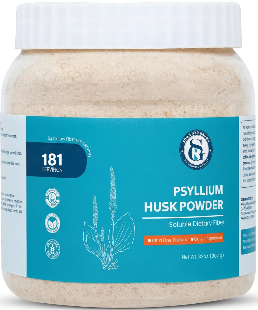 Psyllium Husk אבקת 2lb, 32oz | Easy Mixing Dietary סיבים | ניקוי מערכת העיכול שלך | אבקת קרקע יפה | אידיאלי עבור Keto Baking